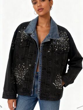 Black Embellished Denim Jacket